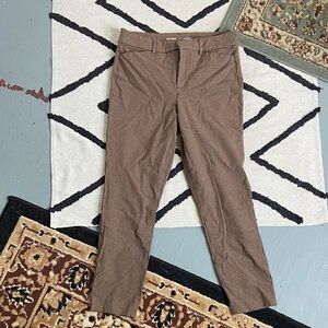 Old Navy High Rise Pixie Skinny Brown Micro-Plaid Ankle Chinos